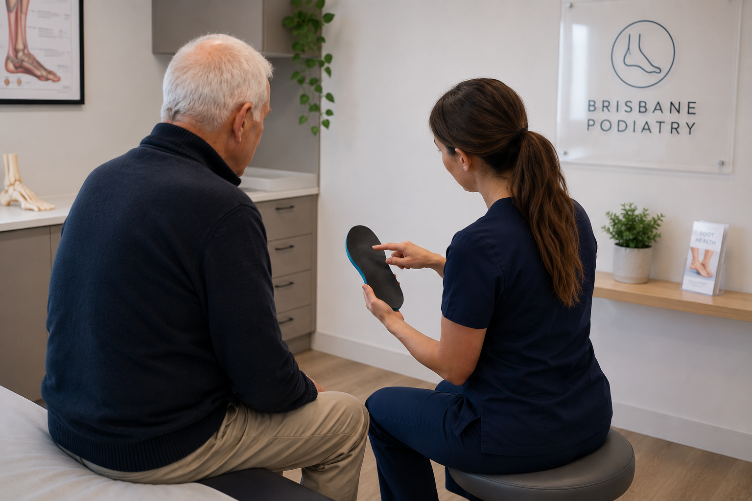A bright modern welcoming podiatry clinic interior with a professional podiatry chair